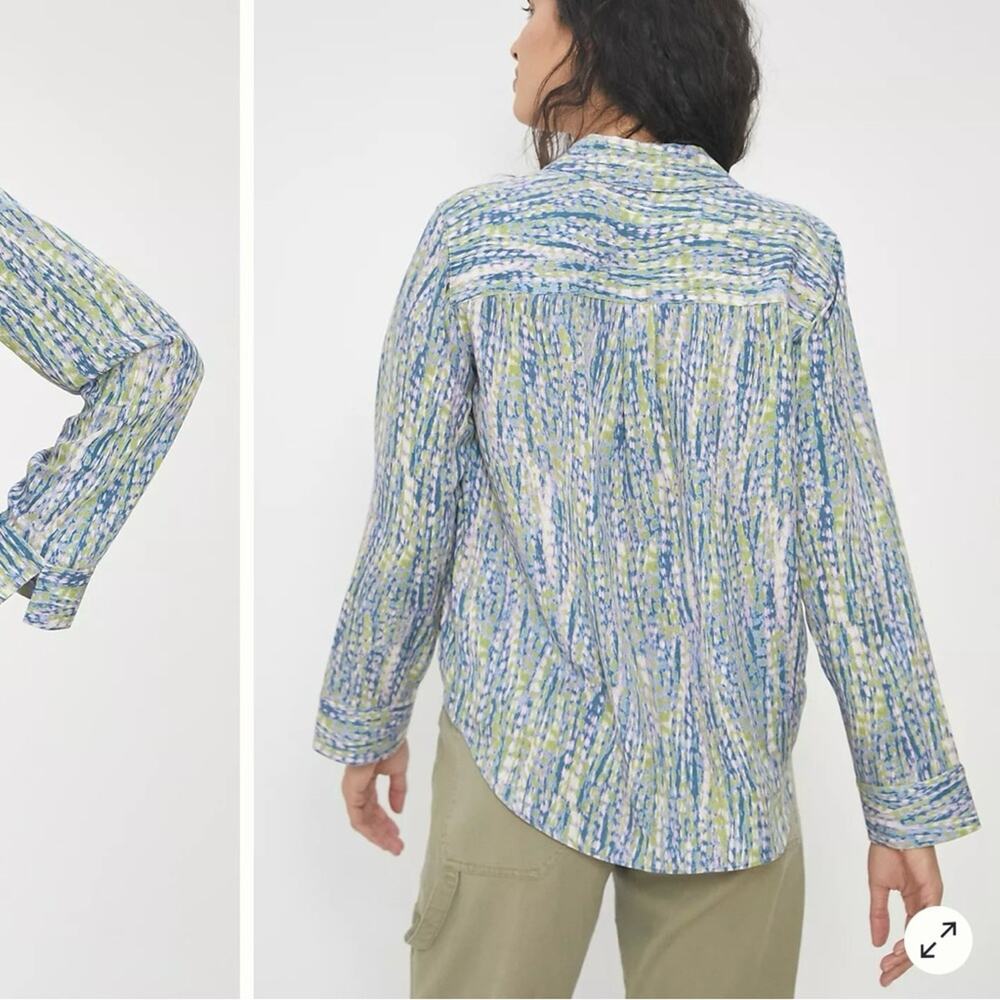Pilcro Tisha Surplice Anthropologie Women's Blue Blouse Size XS - Picture 2 of 6